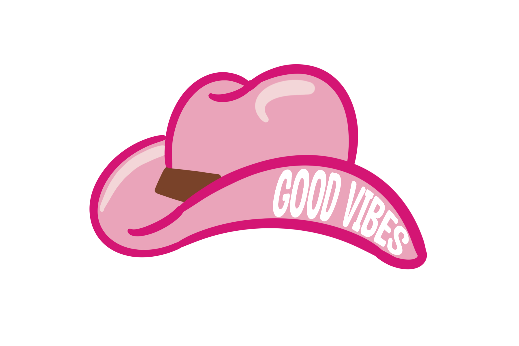 pink cowboy hat illustration reading good vibes